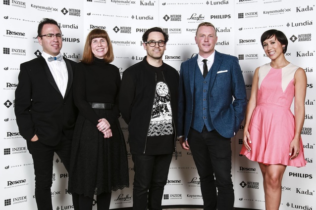 2014 Interior Awards Jury. L to R: Federico Monsalve, Rachel Carley, Aaron Paterson, Chris Stevens, Jo Aitken.
