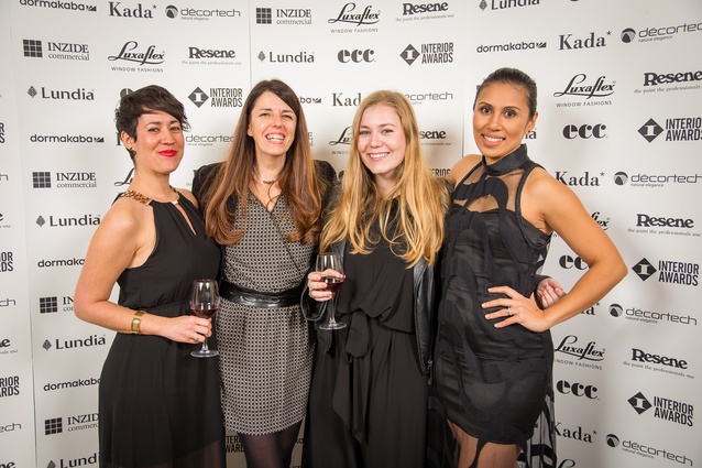 Amelia Melbourne-Hayward (ArchitectureNow editor), Sophie Curabet, Doni Clarke (AGM Publishing team) and Pearl Vea (McCollams Print).