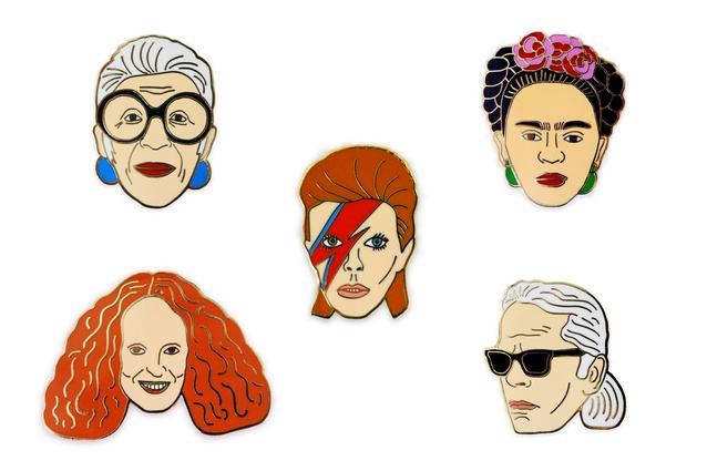 Georgia Perry enamel lapel pins | $29 each from <a href="http://www.worldbrand.co.nz/" target="_blank"><u>worldbrand.co.nz</u></a>