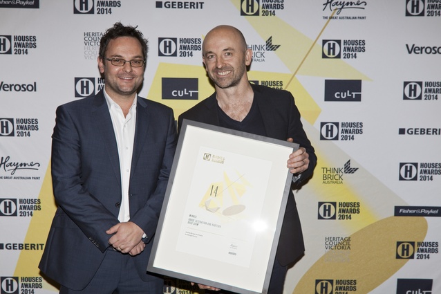 Winner of Alterations and Additions over 200m<sup>2</sup> Andrew Burges (right) with Tim Haymes of Haymes Paint (left).