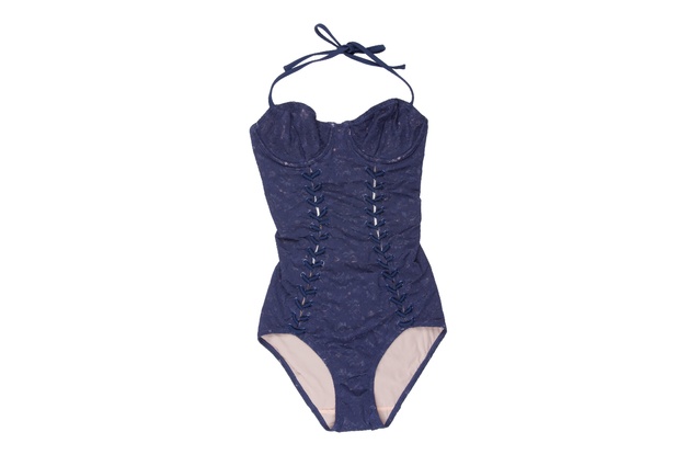 Lonely August swinsuit | <a href="http://lonelylabel.com/products/augustswimsuitnavy" target="_blank"><u> $225 from Lonely.</u></a>