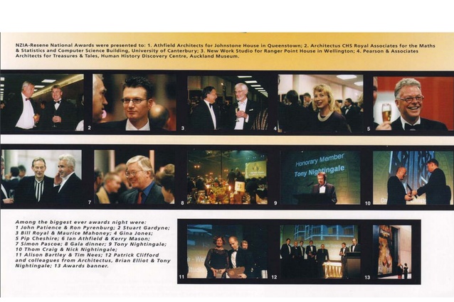 The 1999 NZIA – Resene National Awards as they were then known, featuring four architects who would all go on to win the Gold Medal, the NZIA's highest accolade for an individual.