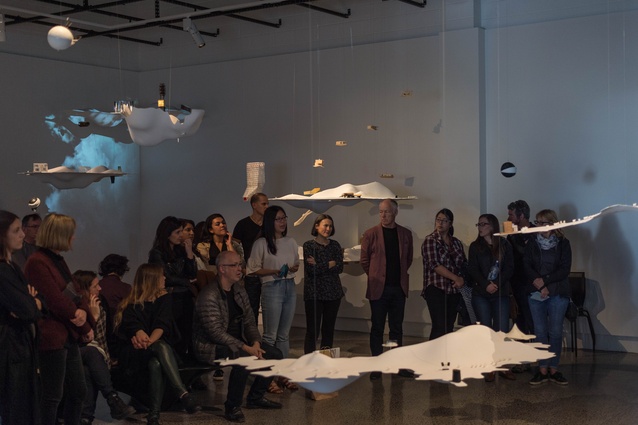 Architects featured in the Future Islands exhibition bring the stories of their models to life for the audience at Object Space Gallery.