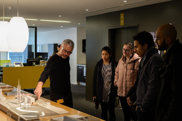 Visitors learning about projects at Architectus during Open Architects’ Studios.